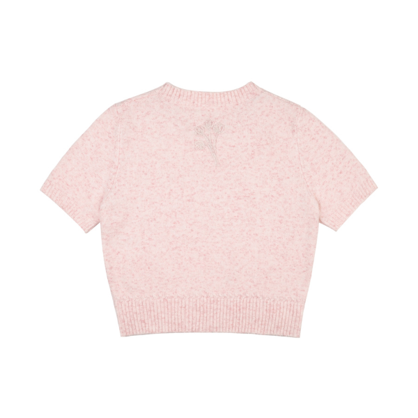 【2color】フラワー刺繍入りリブ編みセットアップカーディガン《Z00831》