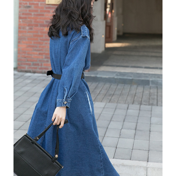 イレギュラーフラップデニムワンピース w-038