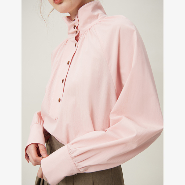 【2color】不規則でニッチなハイネックシャツ Z00095