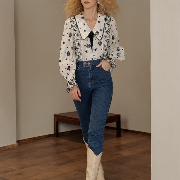 レース×キャンディースリーブのブラウス sp0191