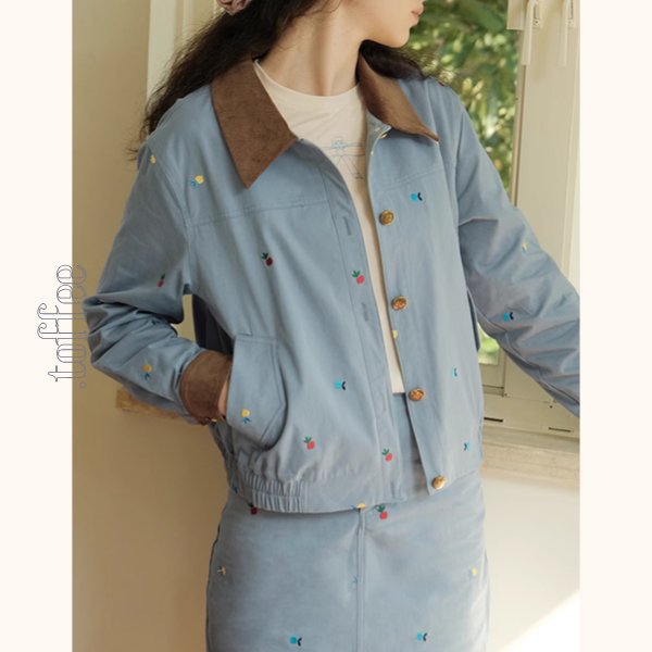 【2color】マルチカラー刺繍入りデニムセットアップ Z00499