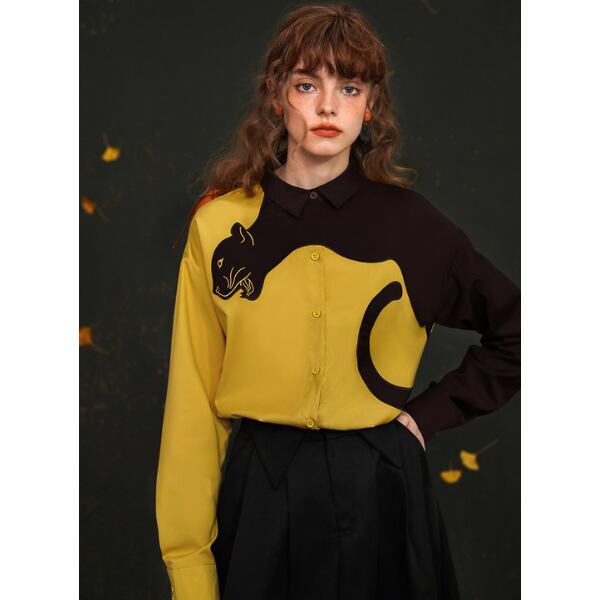 レオパード刺繍ブラウス C0046