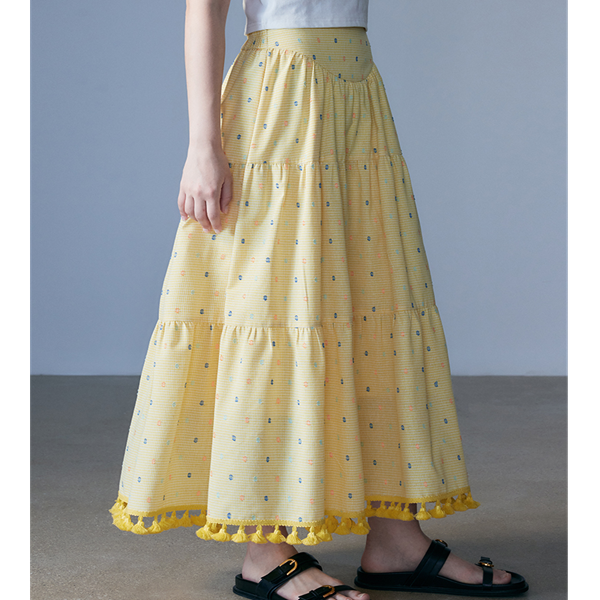 【2color】タッセル付きAラインロングスカート Z00331