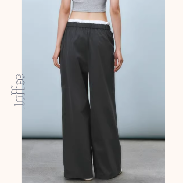 【5color】レースウエストワイドパンツ Z00410