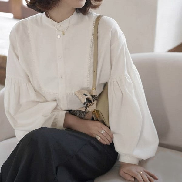 クラシカルなランタンスリーブブラウス  su0094