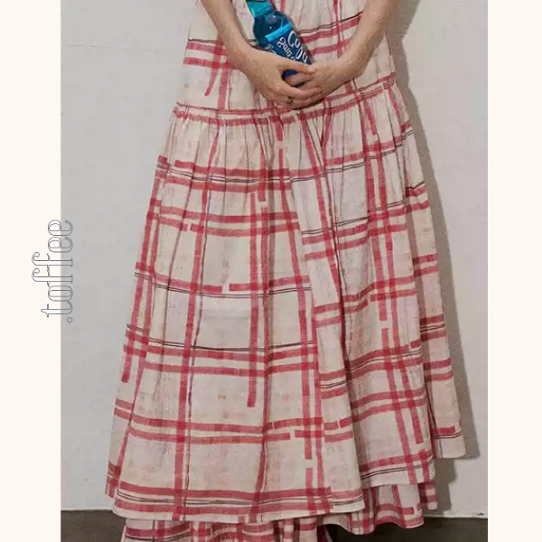 ペインタリーチェックロングフレアスカート《Z00843》