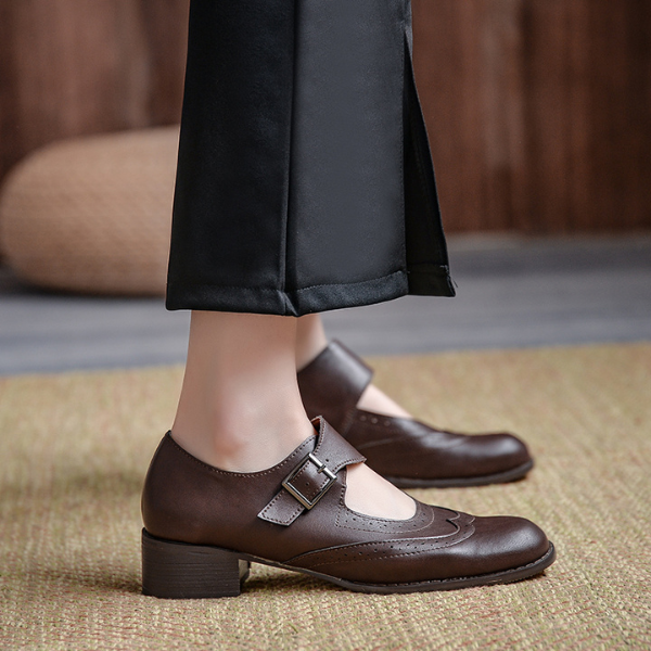 【2color】アッパーベルトレトロレザーシューズ AU-161