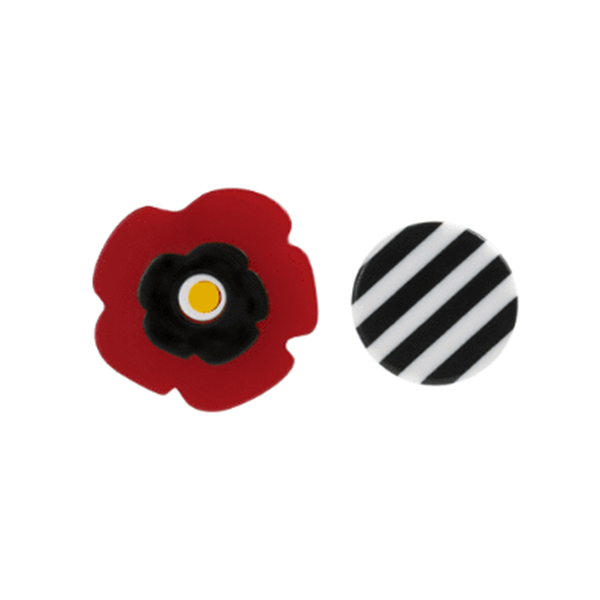 【2pattern】花びらモチーフ&ラウンドストライプアシンメントリーイヤーアクセサリー 《Z00794》