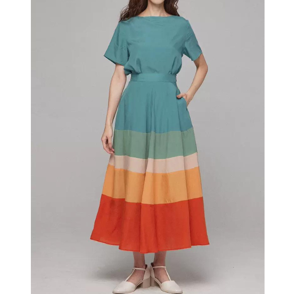 【2color】マルチカラーAラインスカート w-041