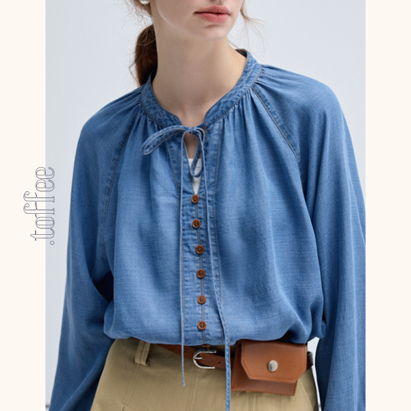 フロントリボンデニムシャツ Z00458