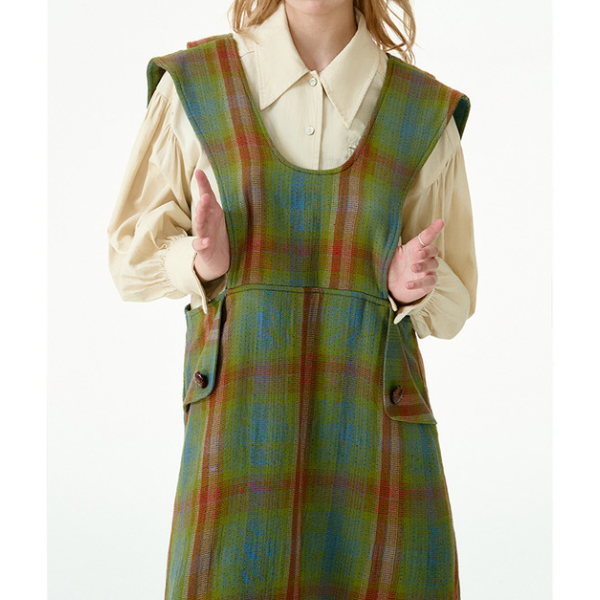 チェックパターンサスペンダースカート X-448