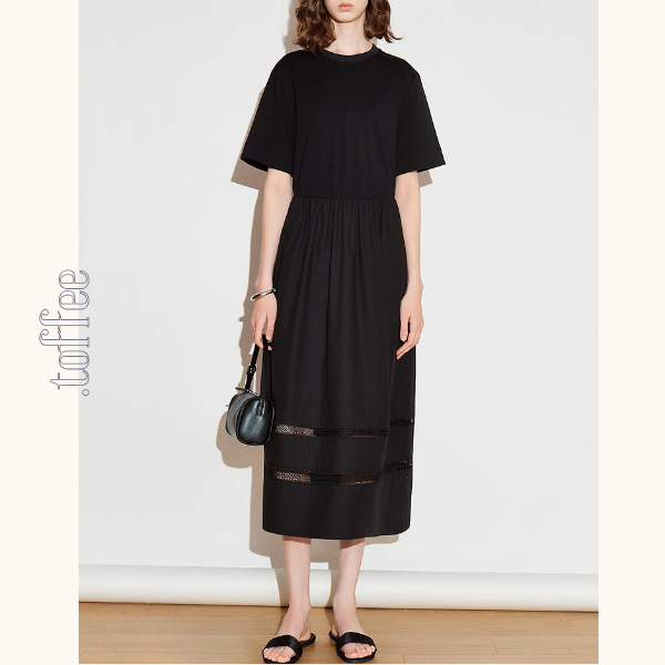 【2color】メッシュレースAラインミモレ丈ワンピース《Z00924》