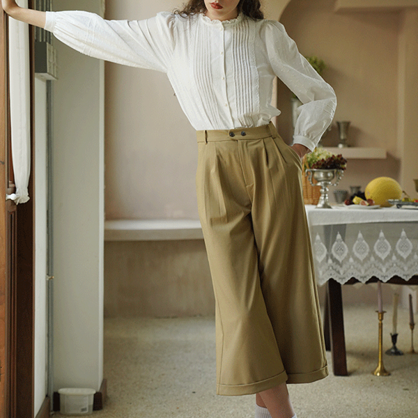 【2color】ワイドクロップドパンツ    Z00491