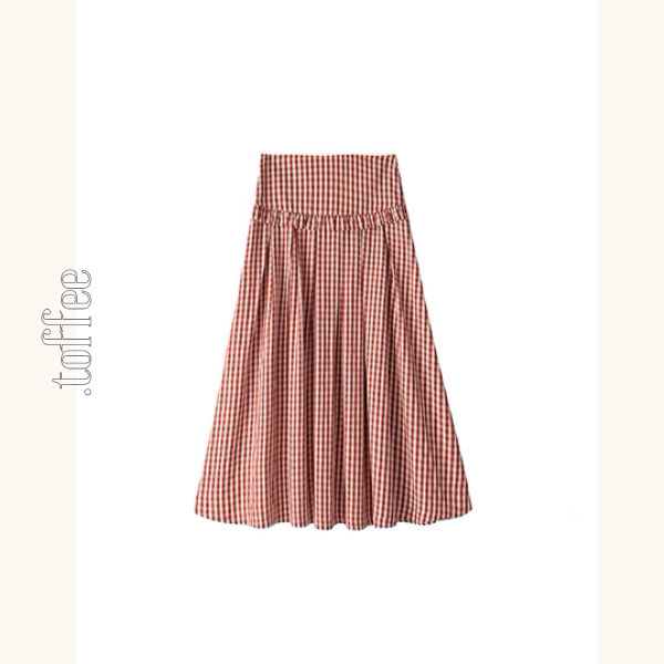 ギンガムチェックハイウエストフレアスカート《Z00882》