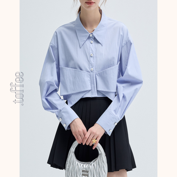 ビッグリボンブルーシャツ Z00457