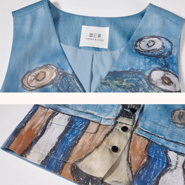 絵画のようなVネックアートベスト《Z01064》