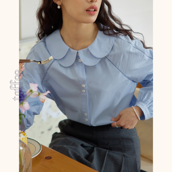 ダブルドールカラーブルーブラウス Z00562