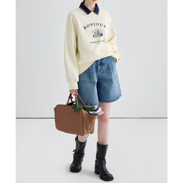 “BONJOUR”プリントスェットシャツ Z00087
