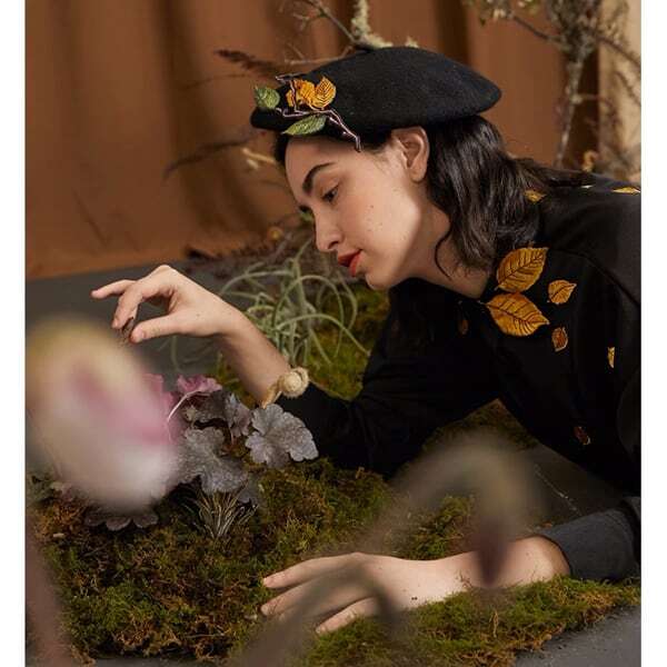 リーフ刺繍シャツブラウス C0076