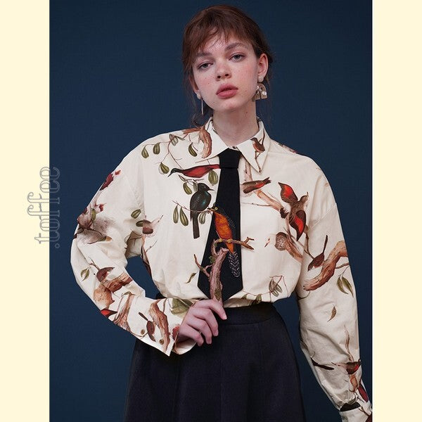 【3color】自由を纏う:手仕事の鳥刺繍タイ C0179