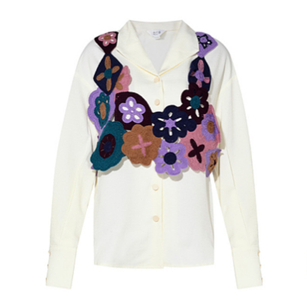 【2color】かぎ編みマルチカラーフラワーモチーフベスト&レースディテールルーズシャツセットアップ    《Z00654》