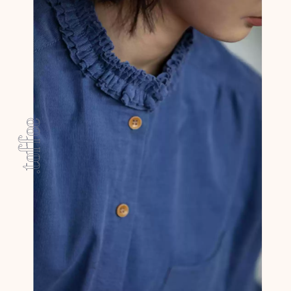 【2color】フリルネックコーデュロイブラウス 《Z00645》