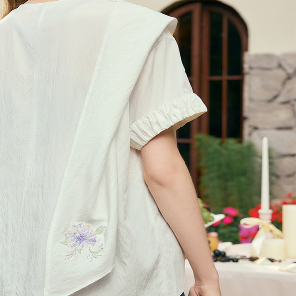 花柄刺繍デザインシャツ《Z00841》