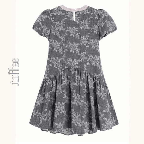 パフスリーブつる花刺繍ミニワンピース《Z00904》