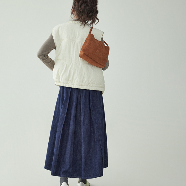 ポケット付きロングデニムプリーツスカート 《Z00732》