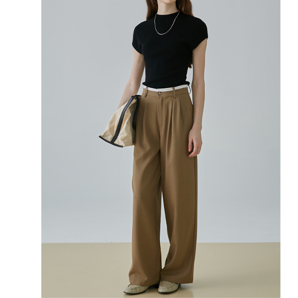 【2color】タック入りシンプルスラックス X-379