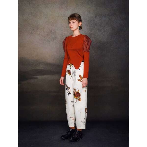 【2color】くるみ割り人形プリントタックテーパードパンツ C0107