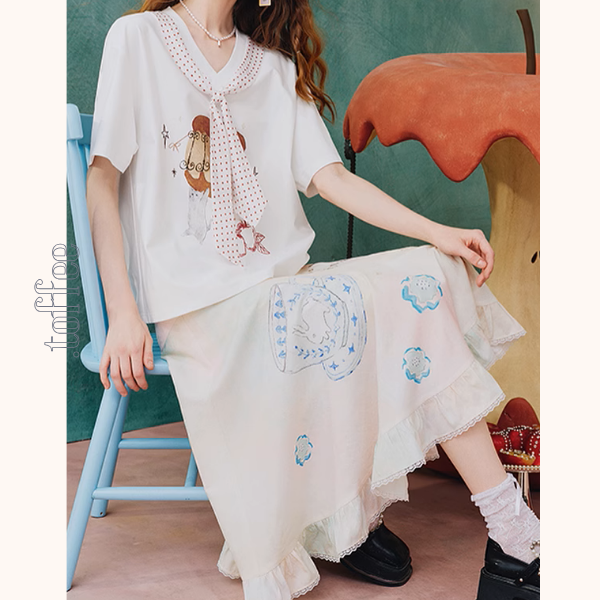 フリルヘムプリントスカート《Z00963》