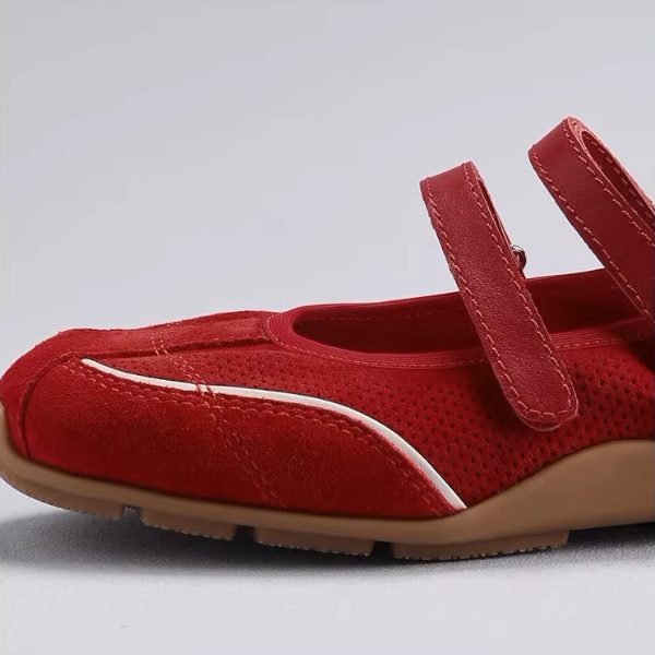 【4color】ラウンドネックダブルストラップフラットシューズ《Z00880》