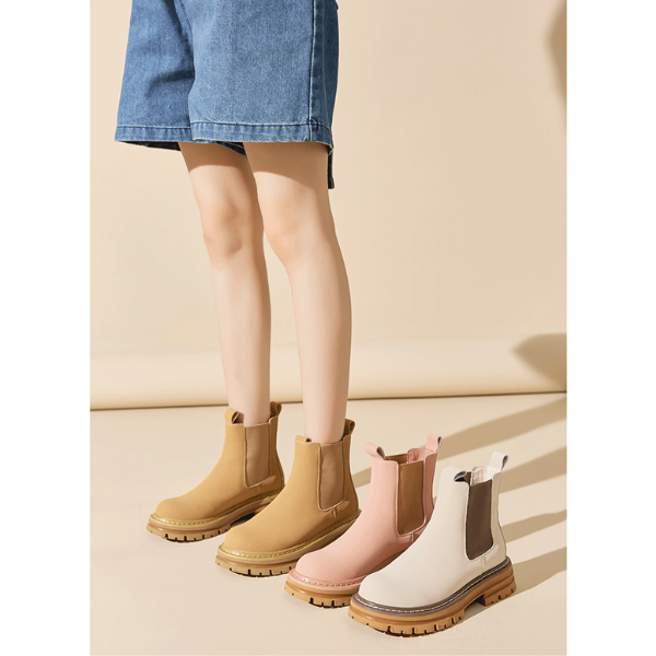 【3color】ラウンドトゥ厚底チェルシーブーツ X-521