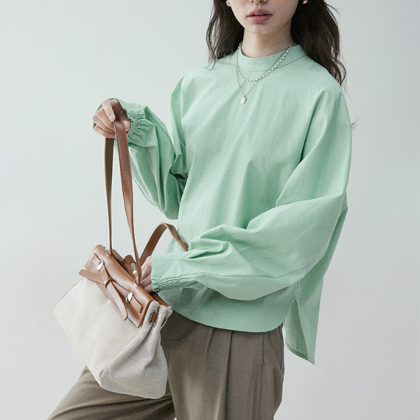 【2color】ギャザーカフ&バルーンスリーブブラウス《Z00838》