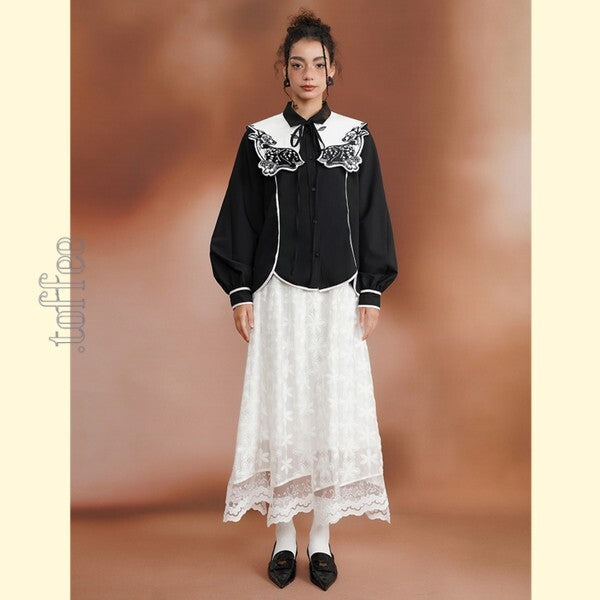 月明かりのバンビが佇む:深い森の中のオリエンタルカウボーイブラウス C0187