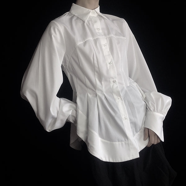 ウエストスクイーズラウンドヘムシャツ AU-413