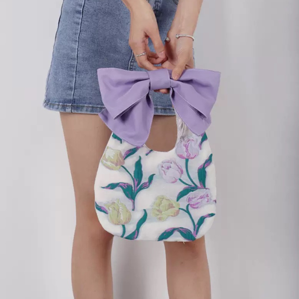 【3color】大きなリボン付きチェーンショルダーバッグ Z00237