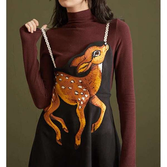 バンビ刺繍サスペンダースカート C0075