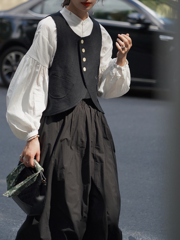 クラシカルなランタンスリーブブラウス  su0094