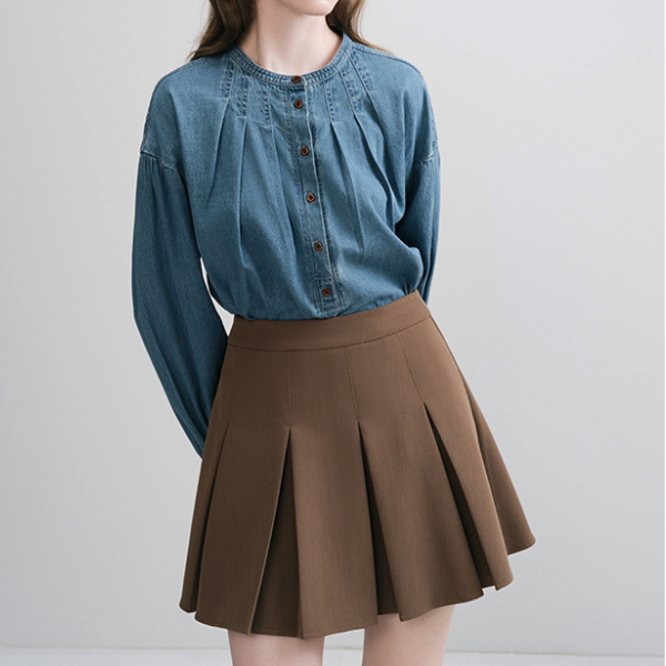 ラウンドネックデニムシャツ Z00097