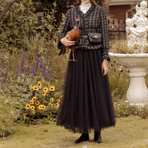 【2color】メッシュフェアリーロングスカート Z00189