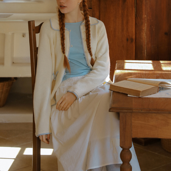 北欧風コントラストエッジカーディガン《Z00826》