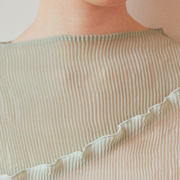 フリル付きミントグリーンシースルートップ Z00264