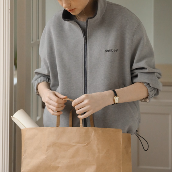 【2color】スタンドカラー ジップアップドロップショルダー スウェット《Z00891》