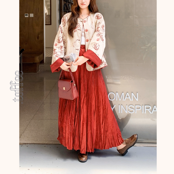 花咲く情景のセットアップ/花柄トップス&マキシスカート《Z01151》