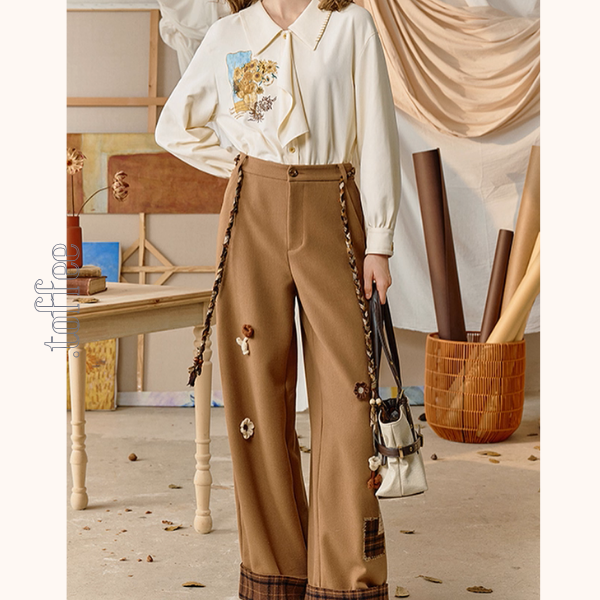 ひまわりの詩を纏うアップリケシャツ《Z01127》