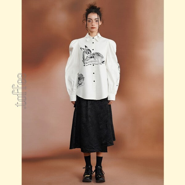 【2color】月明かりのバンビが踊る:オリエンタルな世界へ誘うブラウス C0185