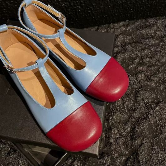 【4color】メリージェーンバイカラーレザーシューズ Z00236