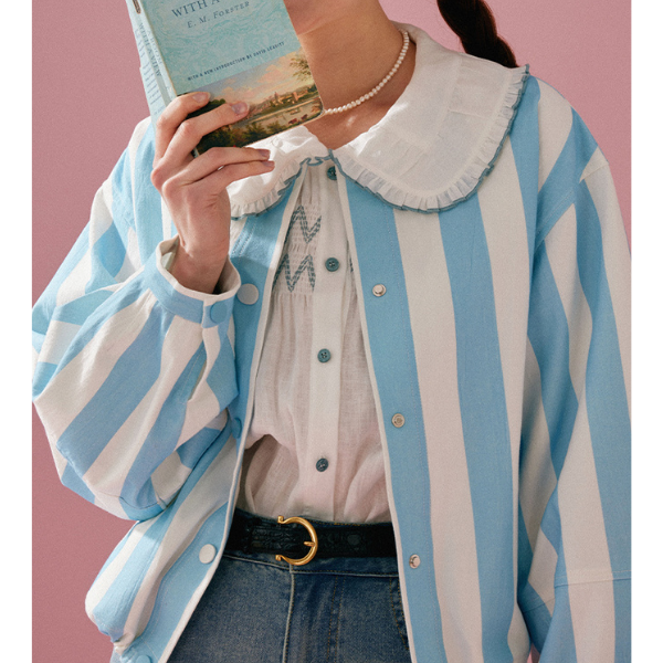 【2color】POPなラウンドネックコットンジャケット  Z00131